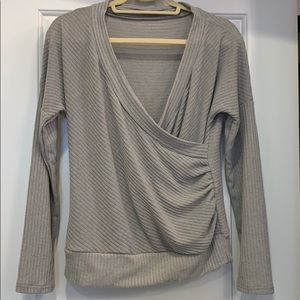 Long sleeve gray crossover sweater